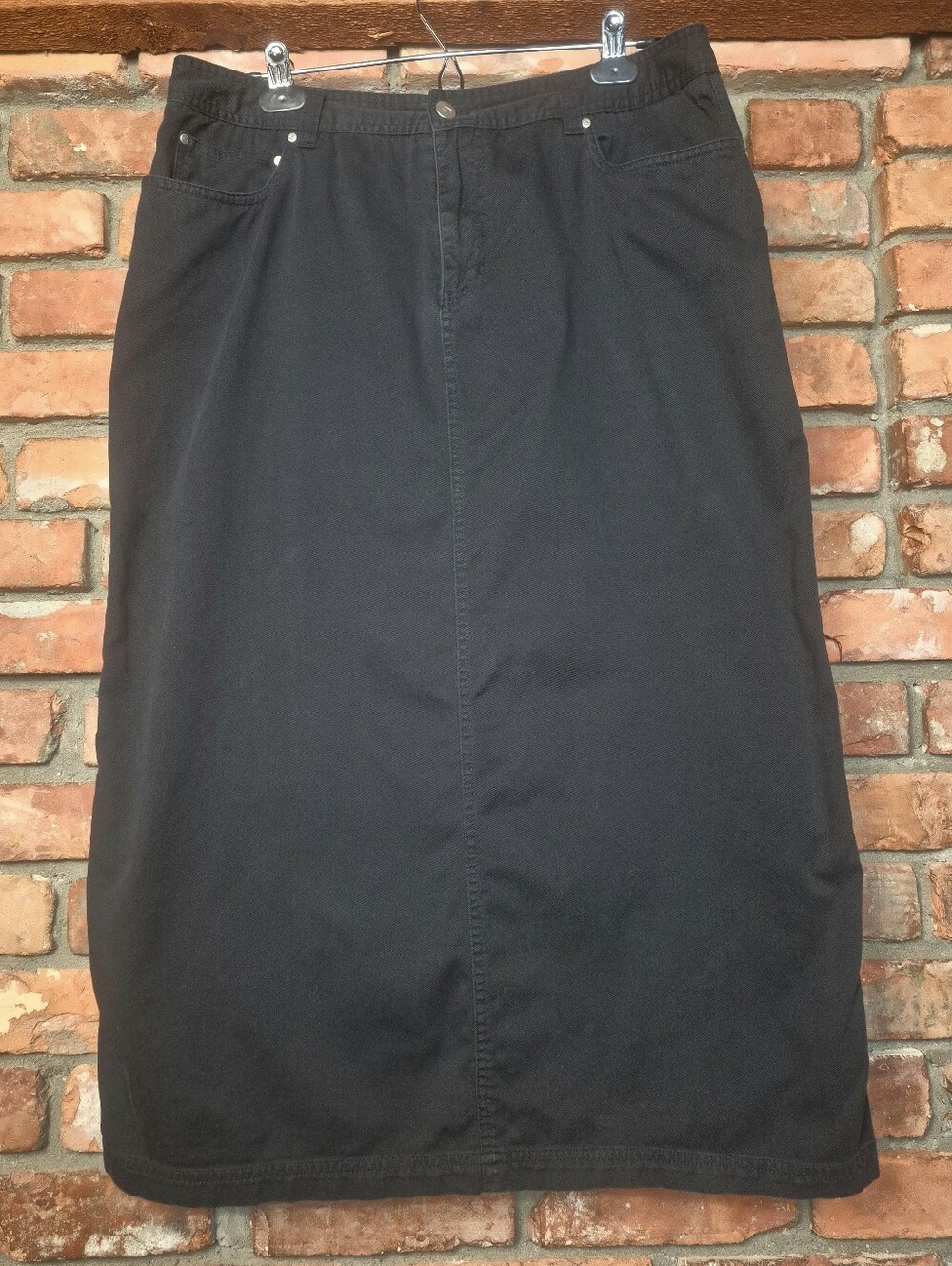 Vintage Cotton Ginny Black Maxi Skirt 100% Cotton Y2K Minimalist - Picture 2 of 6